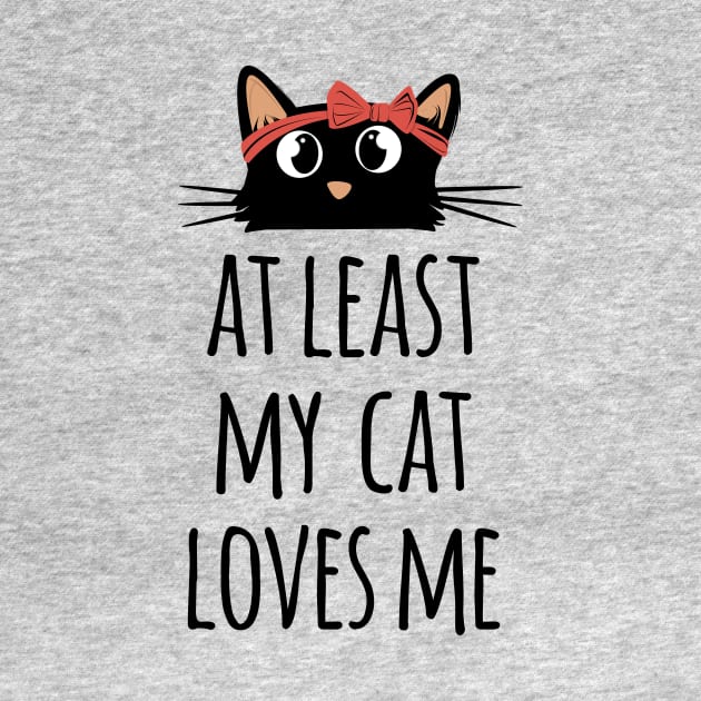 At least my cat loves me cute and funny black cat mom by Rishirt